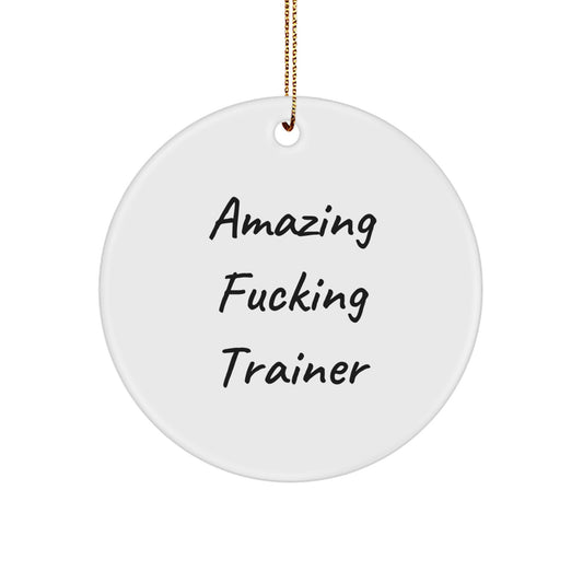 Funny Trainer Gifts from Friends for Men - Amazing F--king Trainer Christmas Unique Circle Ornaments - Trainer Decorations - Image 1