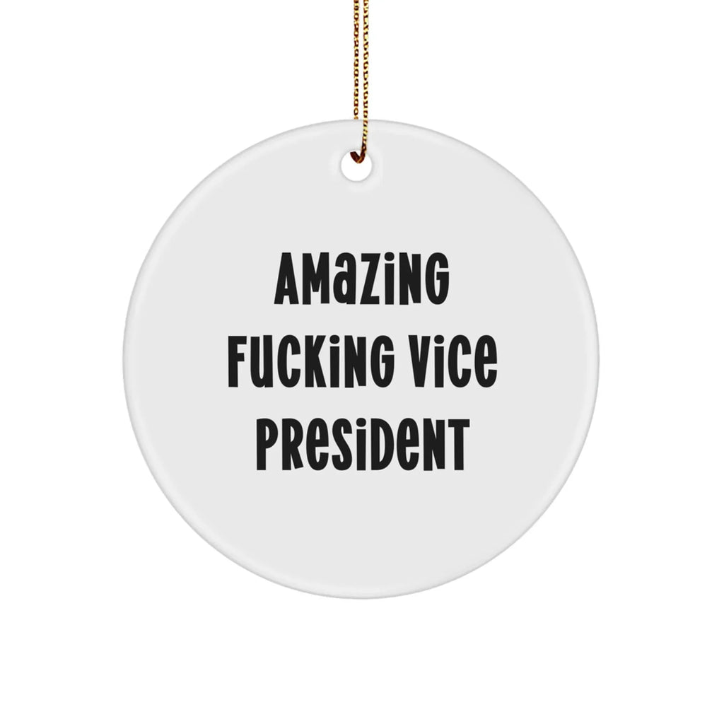 Funny Vice President Gifts for Men - Circle Ornament with Amazing F--king Vice President Quote, Christmas Unique Gifts from Friends or Family