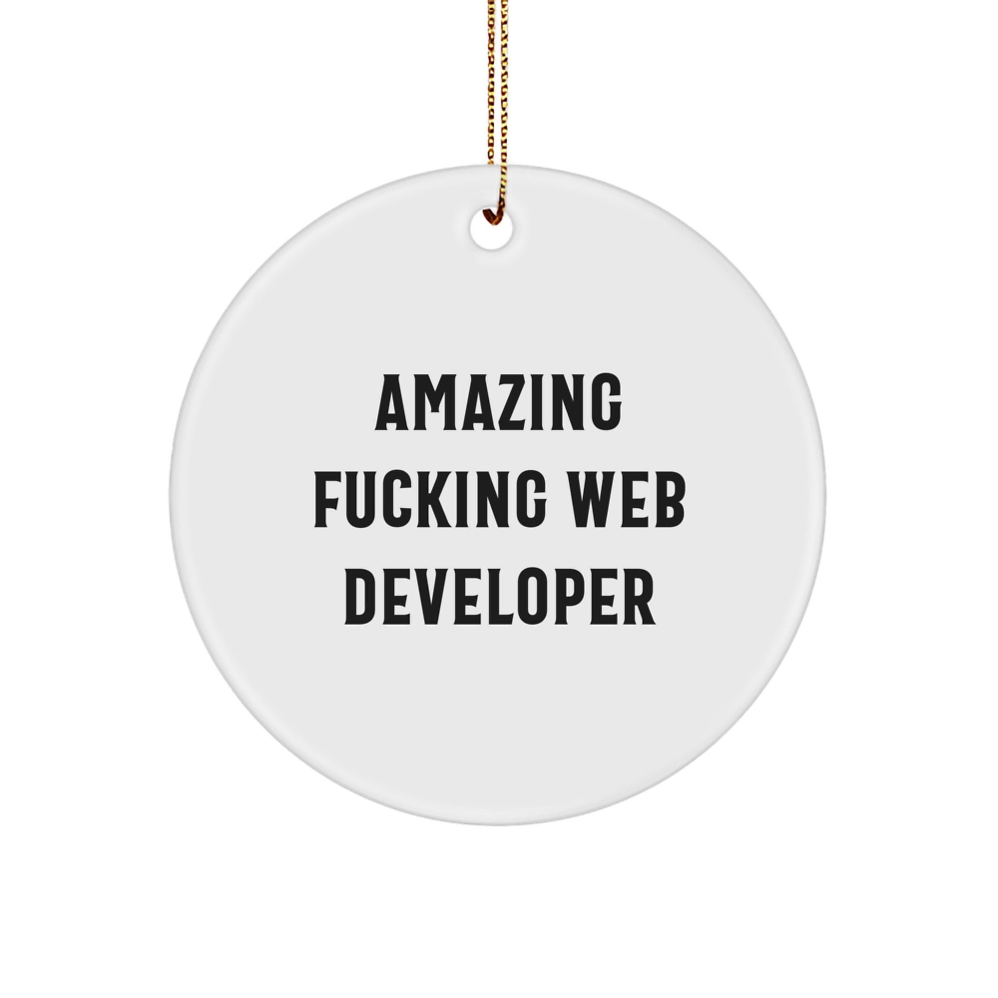 A Funny 'Amazing F--king Web Developer' Circle Ornament, Gifts from Friends or Family for Web Developer, Unique Christmas Unique Gifts - Image 1