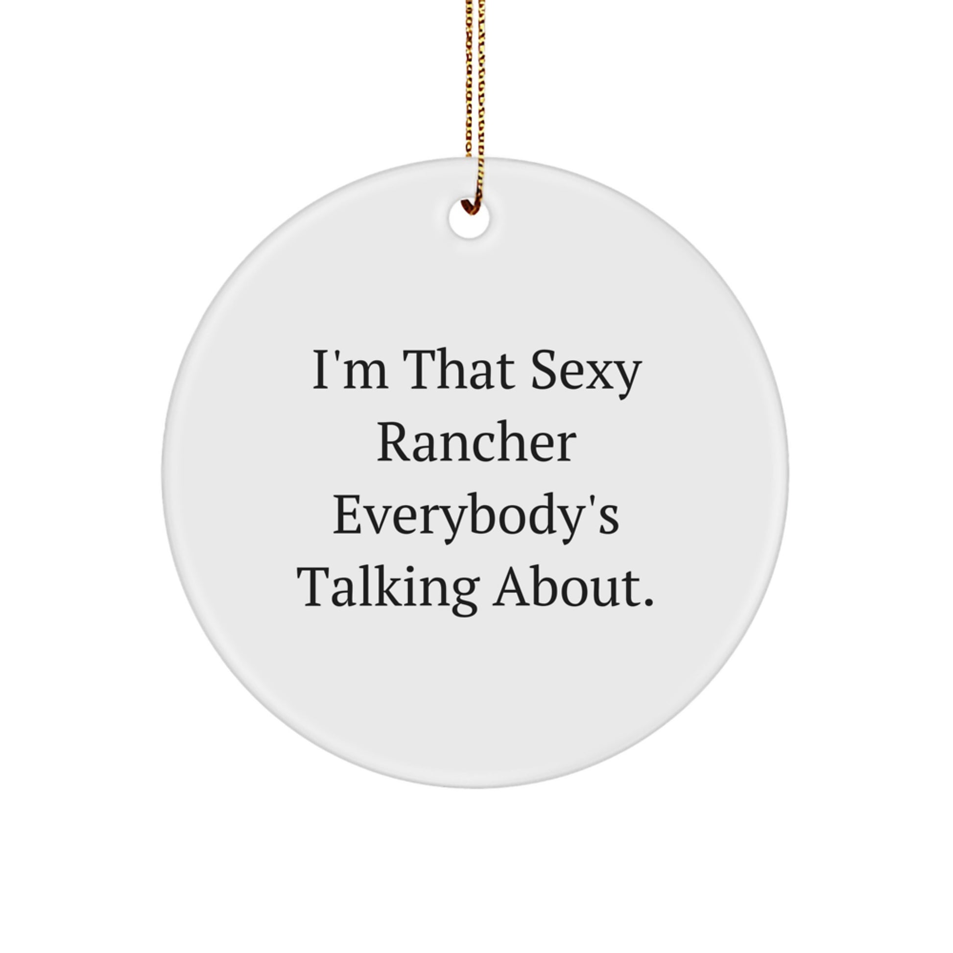 Funny Rancher Gifts from Friends, I'm That Sexy Rancher Everybody's Talking About, Christmas Unique Circle Ornaments for Rancher Men - Image 1