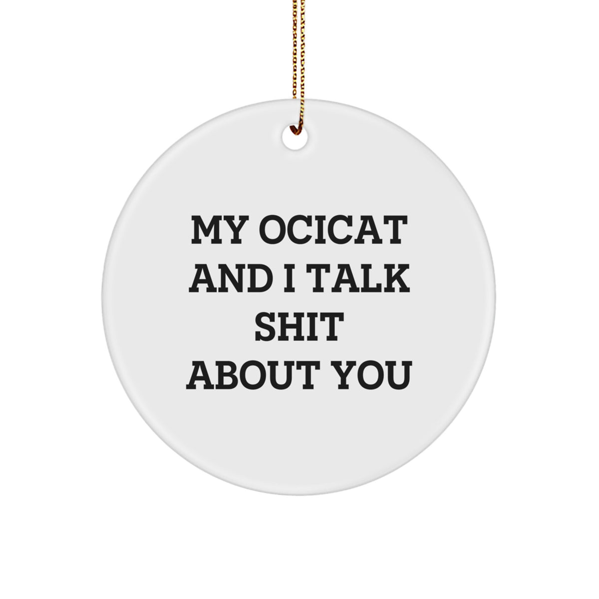 Witty Christmas Ornament Gift for Friends - My Ocicat And I Talk Shit - Image 1