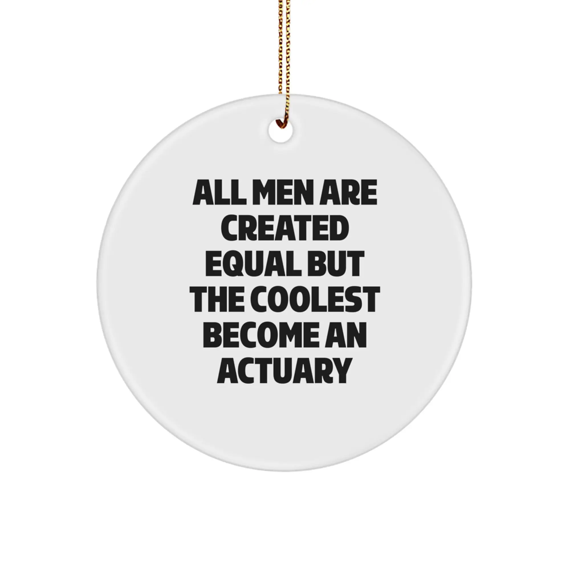 Funny Actuary Gifts from Friends and Family, Unique Circle Ornament for Actuary Lovers, Christmas Unique Gifts, All Men Are Created Equal But The Coolest Become An Actuary - Image 1