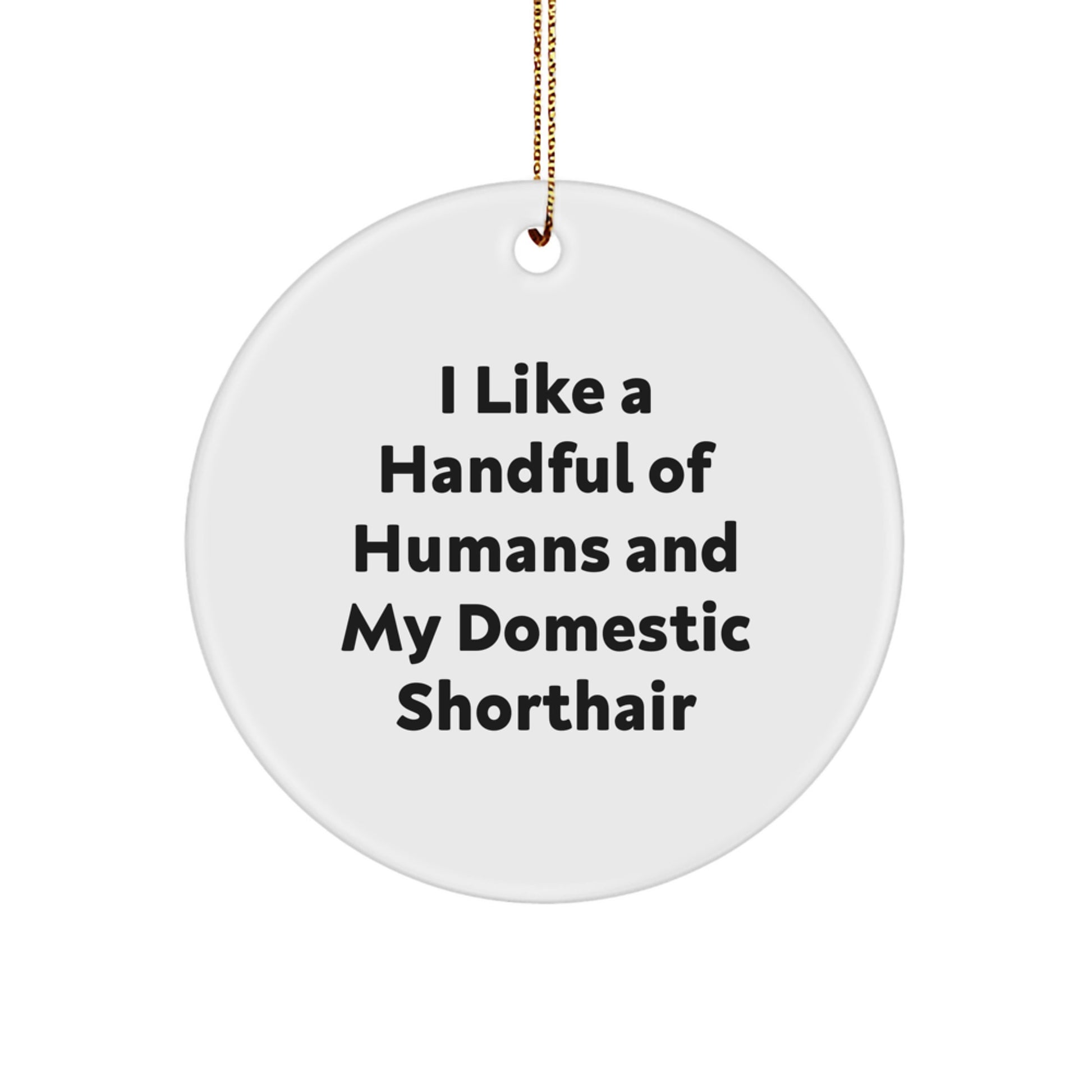 Domestic Shorthair Cat Gifts for Friends - I Like A Handful Of Humans And My Domestic Shorthair Christmas Ornament - Image 1