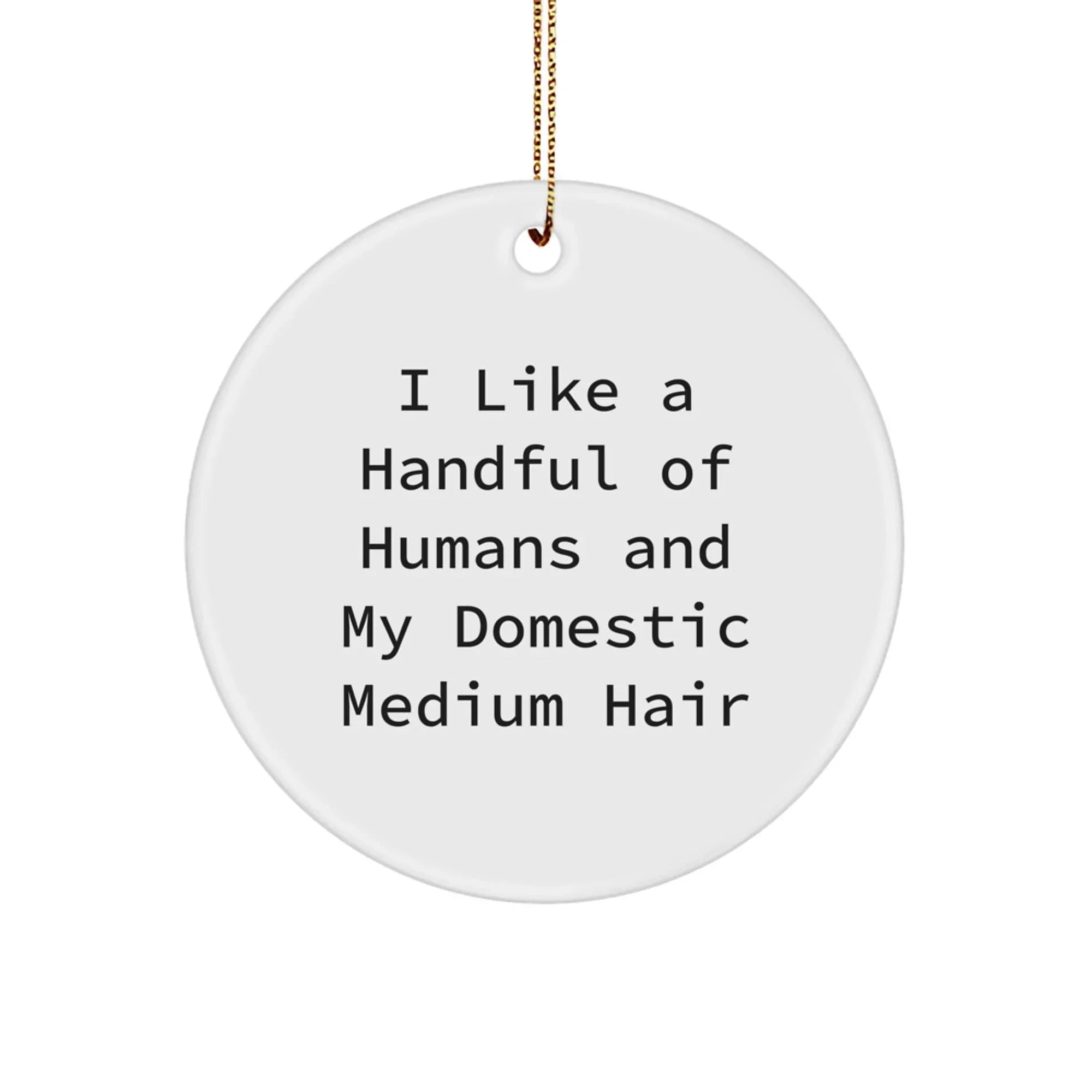 Funny Domestic Medium Hair Cat Christmas Unique Gifts for Cat Lovers, Circle Ornament Gifts from Friends to Family, I Like A Handful Of Humans