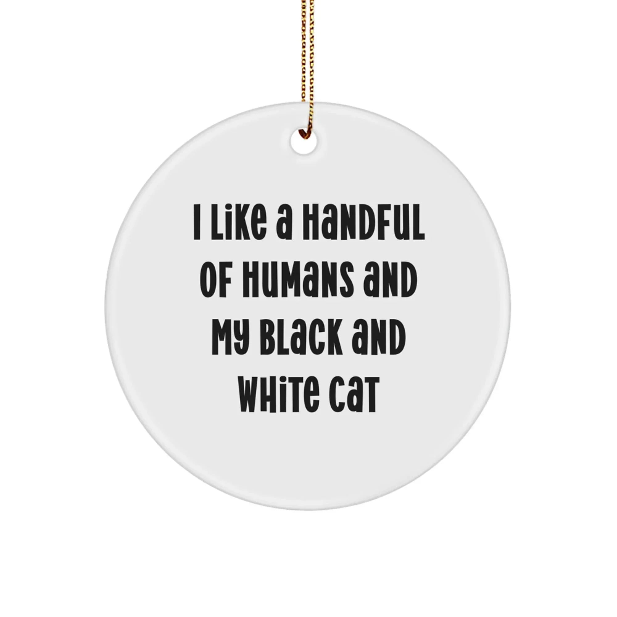 Funny Black and White Cat Christmas Ornaments- I Like A Handful Of Humans And My Black And White Cat