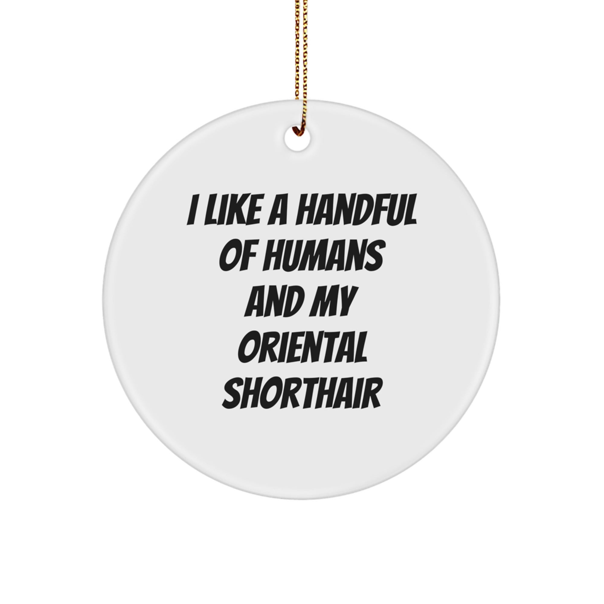 Oriental Shorthair Cat Enthusiasts' Delight, Funny Quote Circle Ornament for Christmas Unique Gifts from Friends to Family