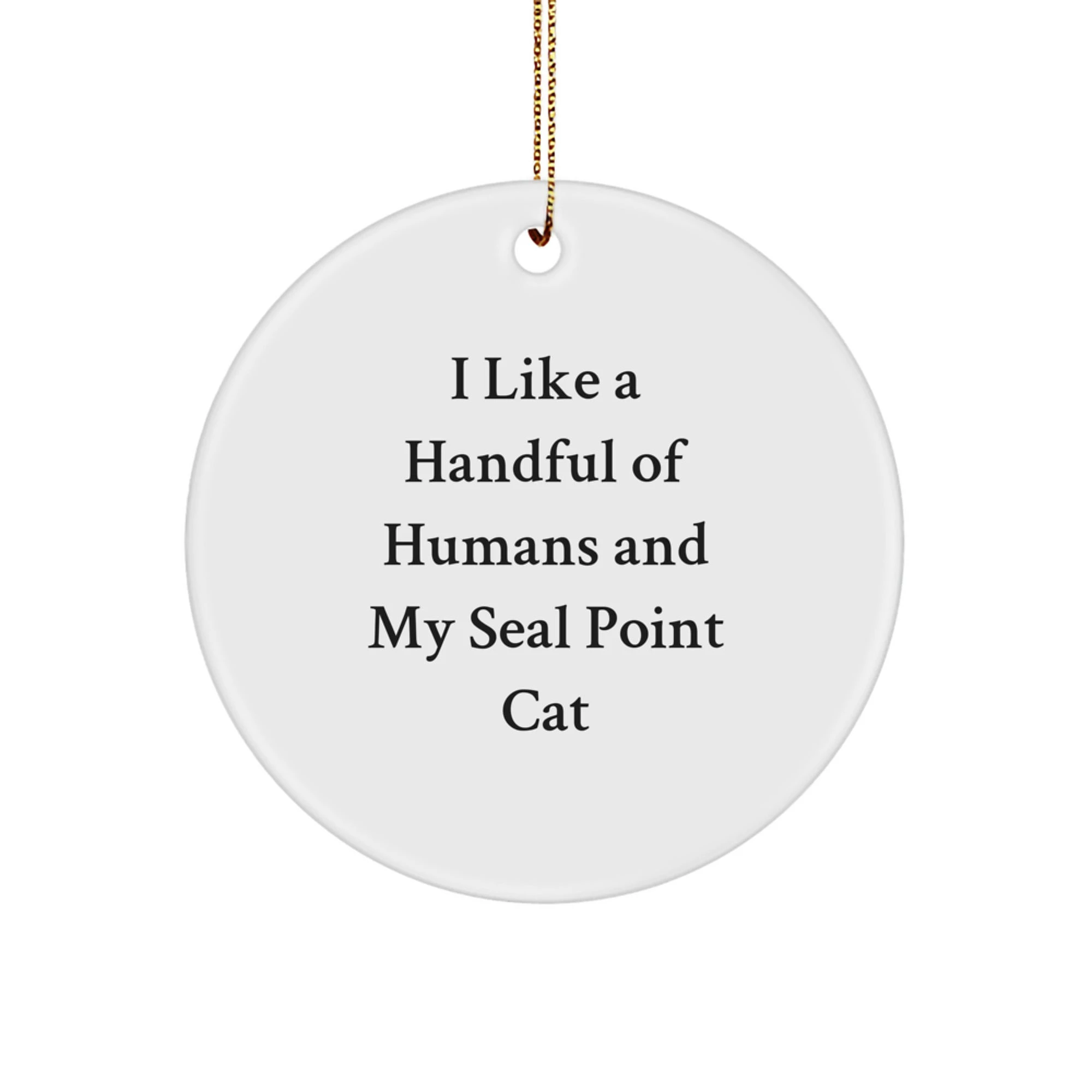 Gifts from Men to Friends for Seal Point Cat Lovers Funny 'I Like A Handful Of Humans' Circle Ornament for Christmas