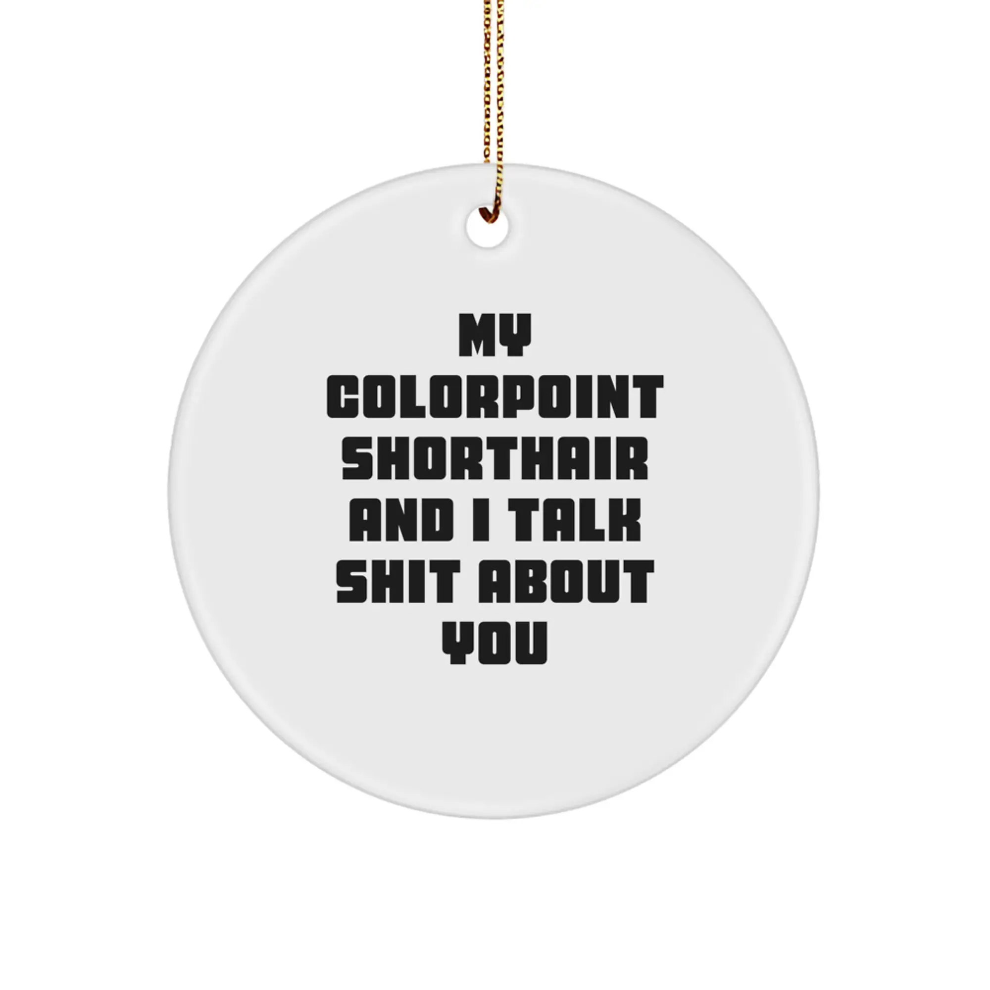 Funny Colorpoint Shorthair Cat Gifts for Men from Friends, Colorpoint Shorthair Cat Christmas Unique Ornaments, Circle Shaped MDF with Sublimation Print - Image 1