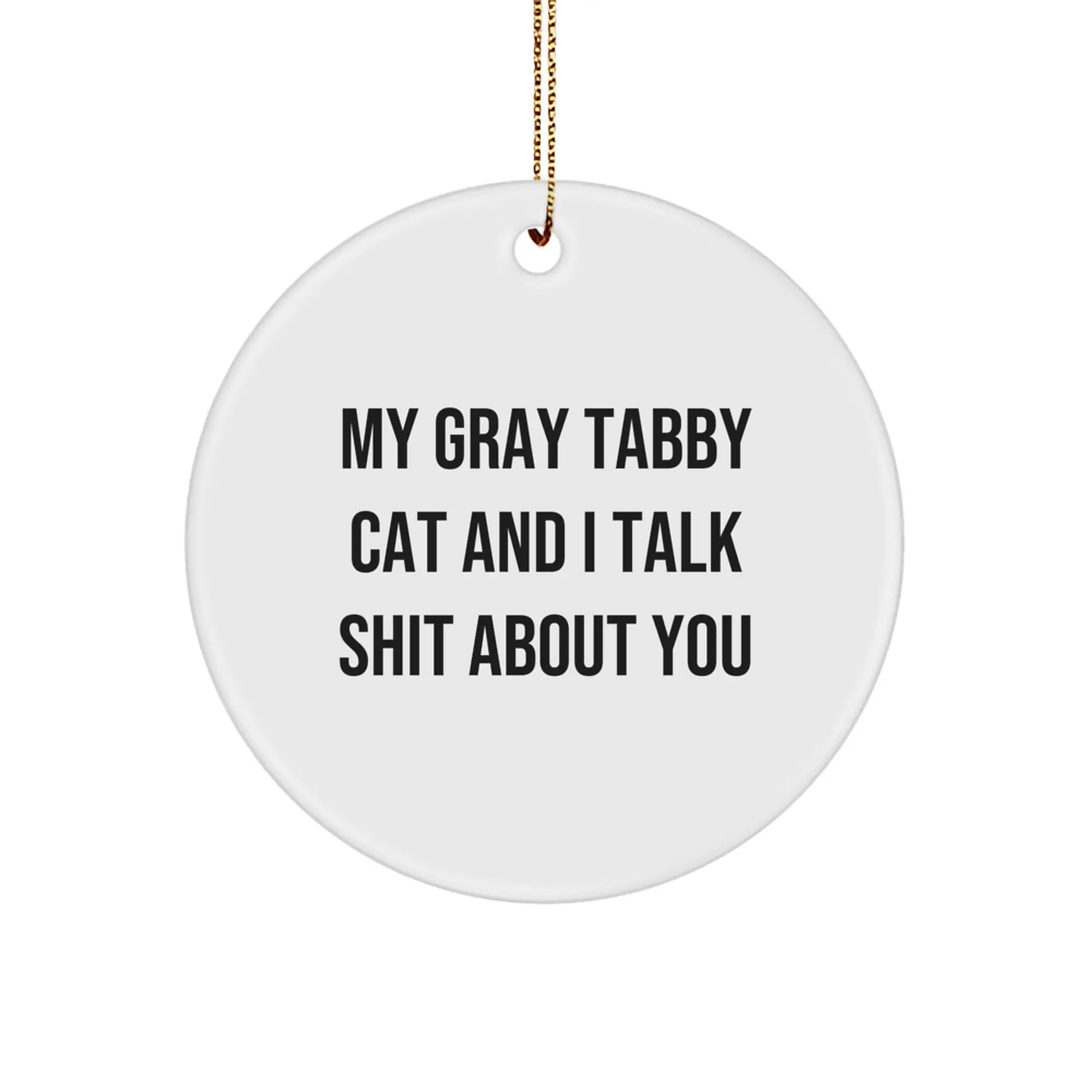 Gray Tabby Cat Keepsake Christmas Ornament for Him Gift - Image 1
