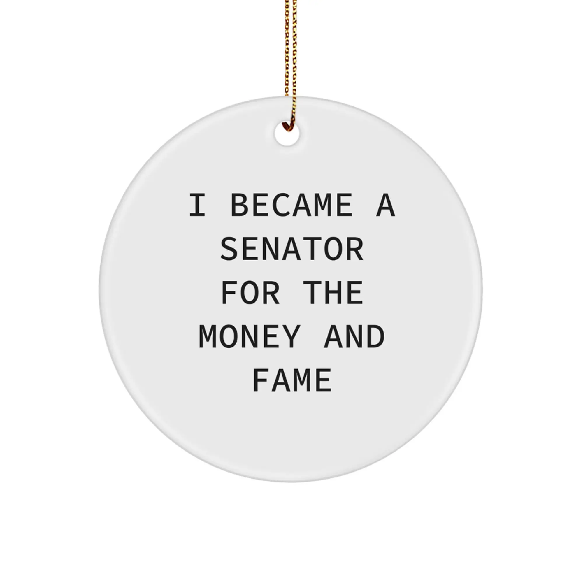 Gifts from Family to Senator, Funny I Became A Senator Quote Circle Ornament for Christmas Unique Senator Gifts - Image 1
