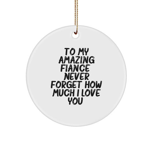 Gifts from Men to Fiance, Funny Circle Ornaments, To My Amazing Fiance Never Forget How Much I Love You Christmas Unique Gifts - Image 1