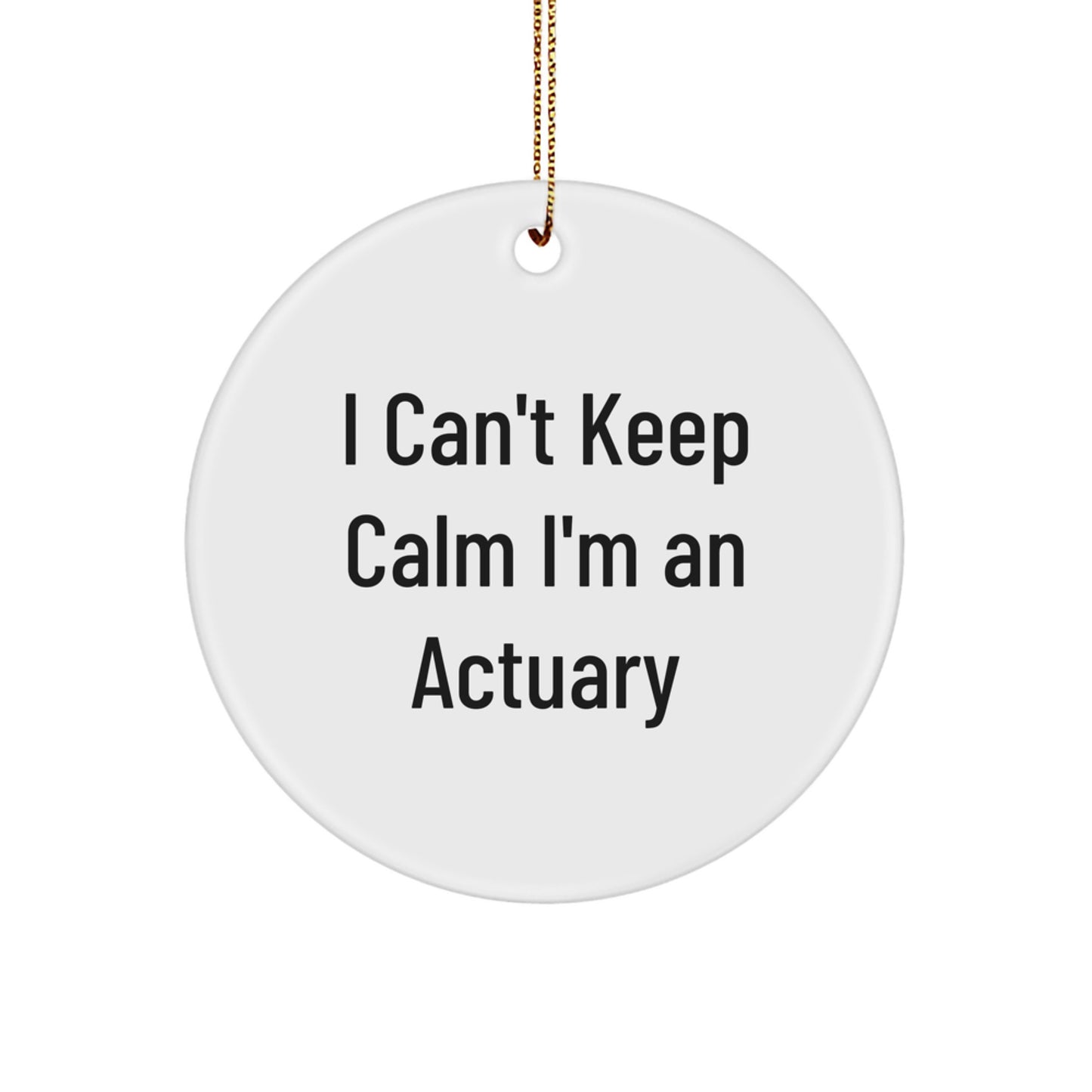 Funny Actuary Gifts for Him from Friends - 'I Can't Keep Calm I'm An Actuary' Circle Ornament, Actuary Christmas Unique Decorations - Image 1