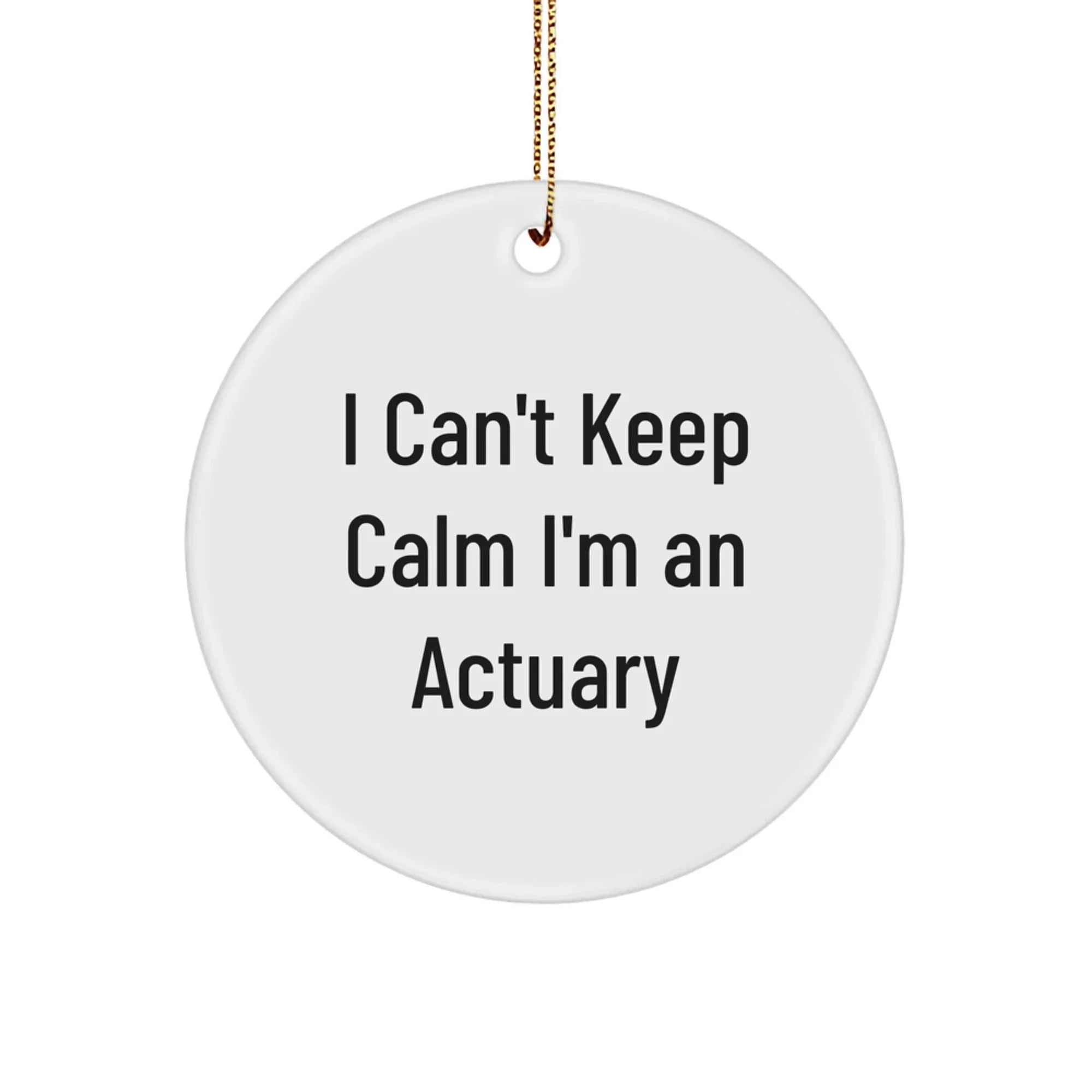 Funny Actuary Gifts for Him from Friends - 'I Can't Keep Calm I'm An Actuary' Circle Ornament, Actuary Christmas Unique Decorations