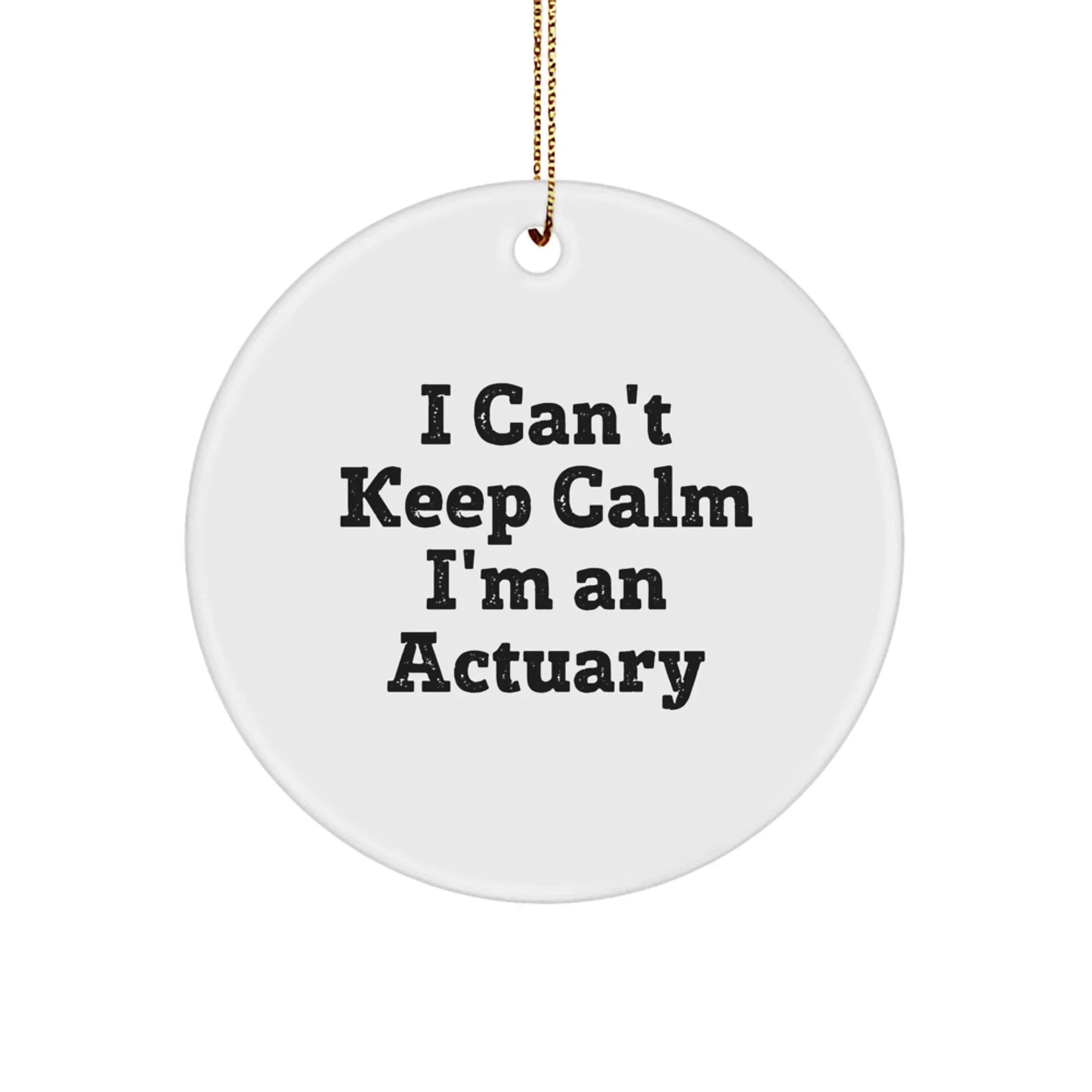Funny Actuary Gifts for Men, I Can't Keep Calm I'm An Actuary Circle Ornament, White Christmas Unique Gifts from Friends