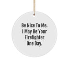 Funny Firefighter Circle Ornament Gifts, Inspirational Christmas Unique Gifts