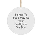 Funny Firefighter Circle Ornament Gifts from Men to Firefighter Friends for Christmas Unique