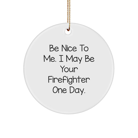 Funny Firefighter Circle Ornament Gifts from Men to Firefighter Friends for Christmas Unique - Image 1