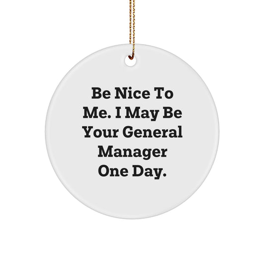 Funny General Manager Gifts from Friends for Men, Circle Ornament Be Nice to Me One Day - Image 1