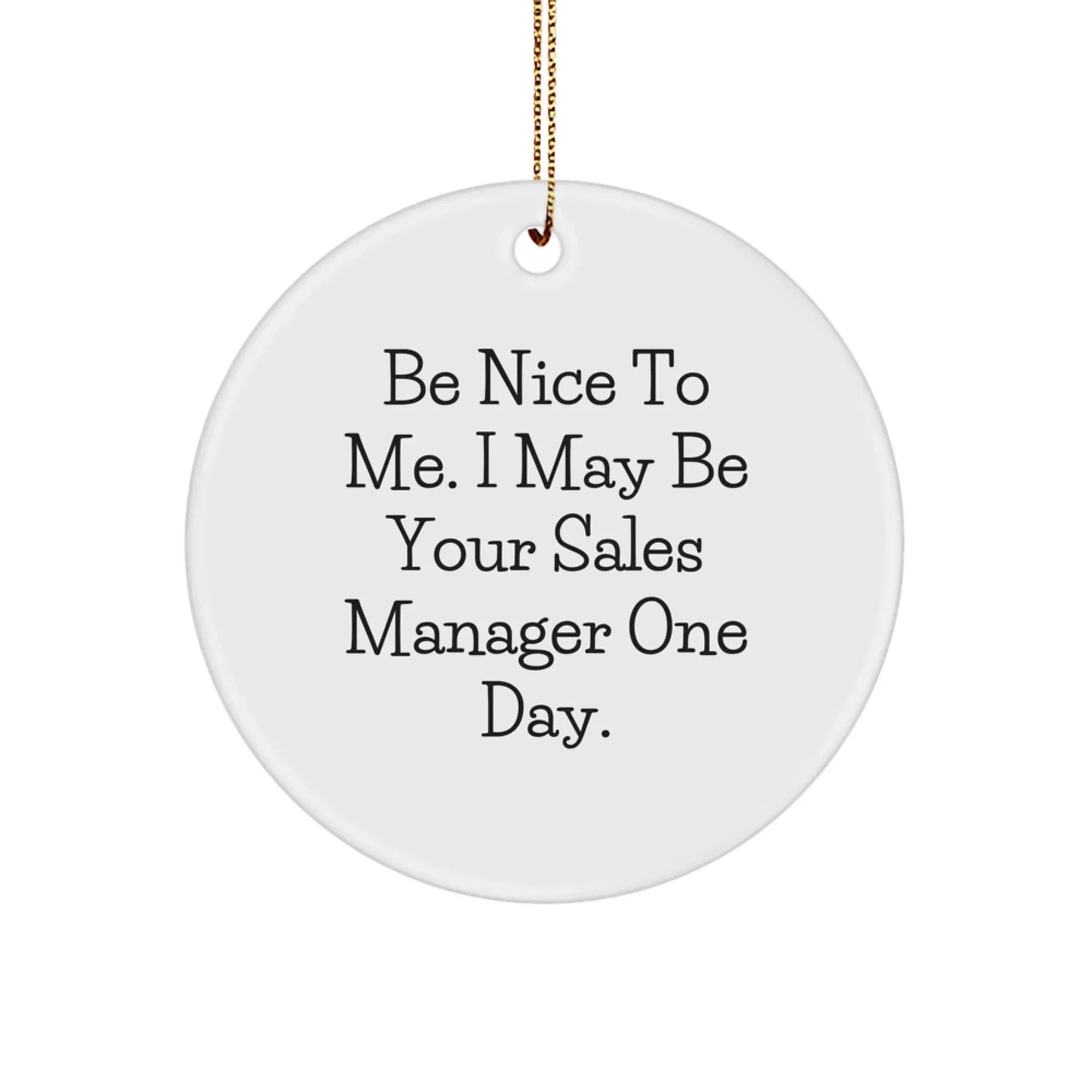 Funny Sales Manager Gifts From Friends for Christmas Unique Circle Ornaments, Be Nice To Me. I May Be Your Sales Manager One Day.