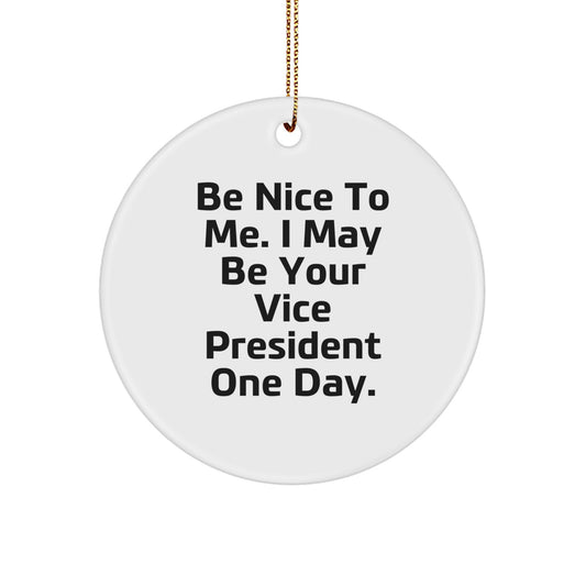 Funny Vice President Gift Ideas for Men - Be Nice To Me Circle Ornament from Friends, Coworkers, or Family