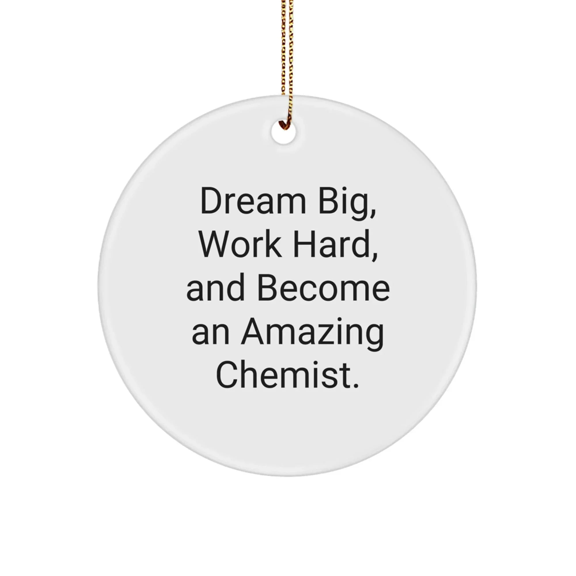 Funny Chemist Gifts from Friends for Men and Women - 'Dream Big, Work Hard' Circle Ornament, Christmas Unique Decorations