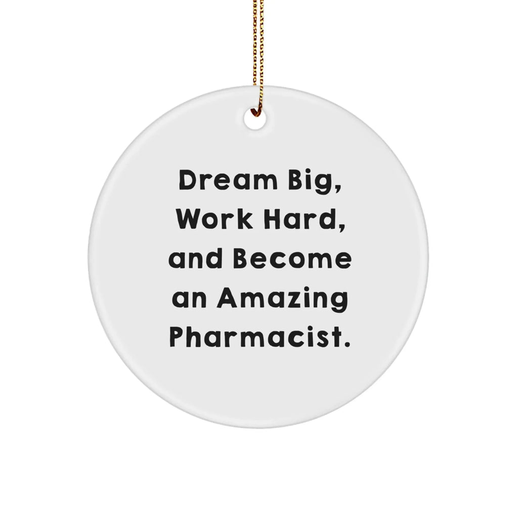 Inspirational Pharmacist Gifts for Christmas - 'Dream Big, Work Hard, And Become An Amazing Pharmacist.' Circle Ornament from Friends and Family