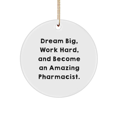 Inspirational Pharmacist Gifts for Christmas - 'Dream Big, Work Hard, And Become An Amazing Pharmacist.' Circle Ornament from Friends and Family