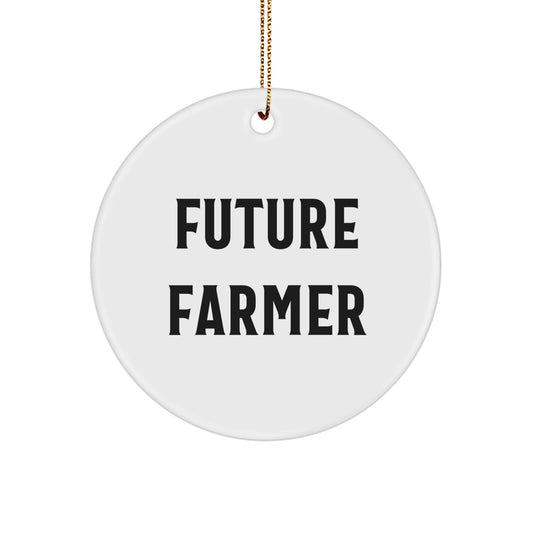 Funny Farmer Gifts for Men, Gifts from Friends, Circle Ornament with 'Future Farmer' Quote, Christmas Unique Gifts - Image 1