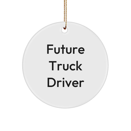 Funny Future Truck Driver Gifts for Men, Circle Ornament, Christmas Unique Ornaments for Friends, Coworkers, Family from Men - Image 1