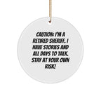Funny Retired Sheriff Christmas Tree Circle Ornament