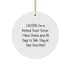 Funny Truck Driver Gifts from Men to Friends - Retired Truck Driver Circle Ornament, Christmas Unique Gifts, Holiday Decorations for Truck Driver Enthusiasts