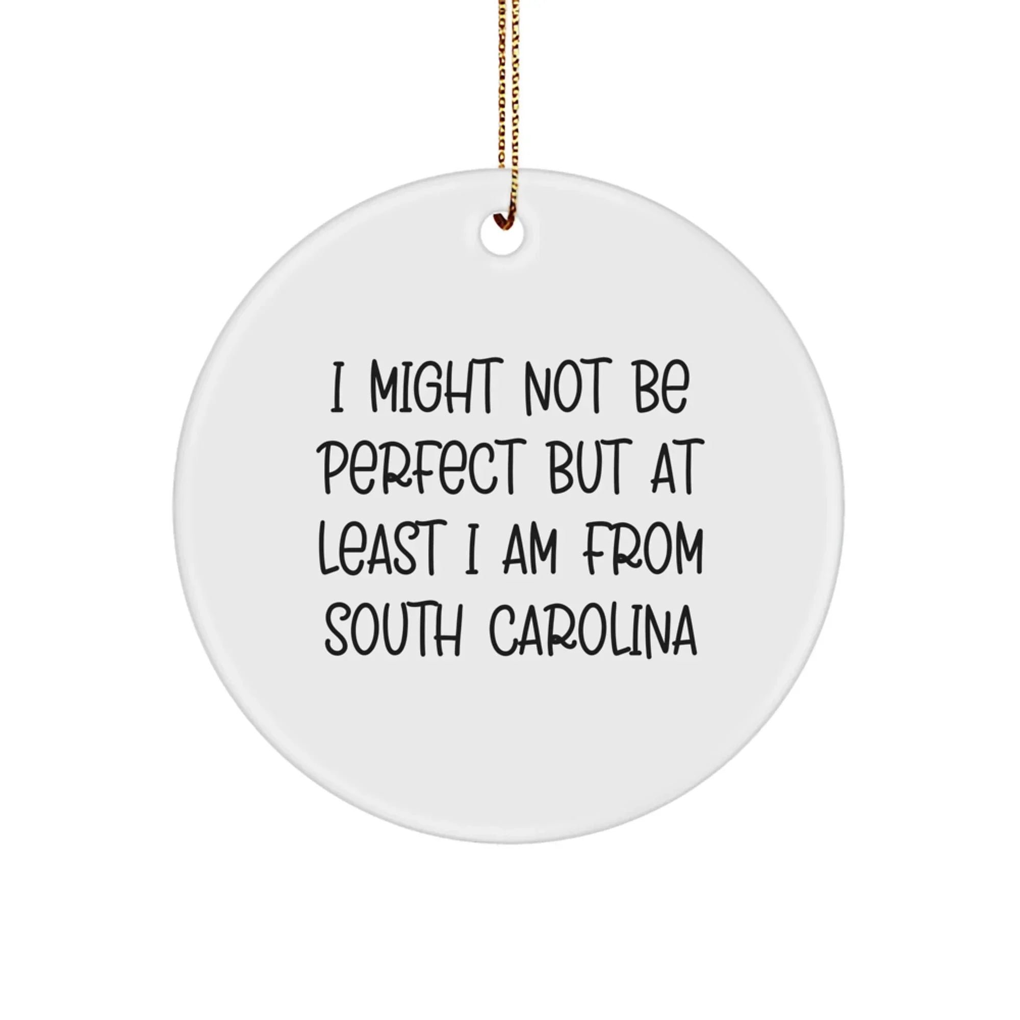 Funny South Carolina Gifts from Friends, I Might Not Be Perfect But At Least I Am From South Carolina Christmas Unique Ornaments for Men Women Friends Family