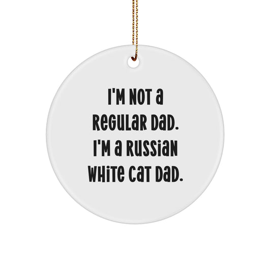 Russian White Cat Dad Gifts from Men for Russian White Cat Lovers Christmas Unique Ornaments Circle Shape - Image 1