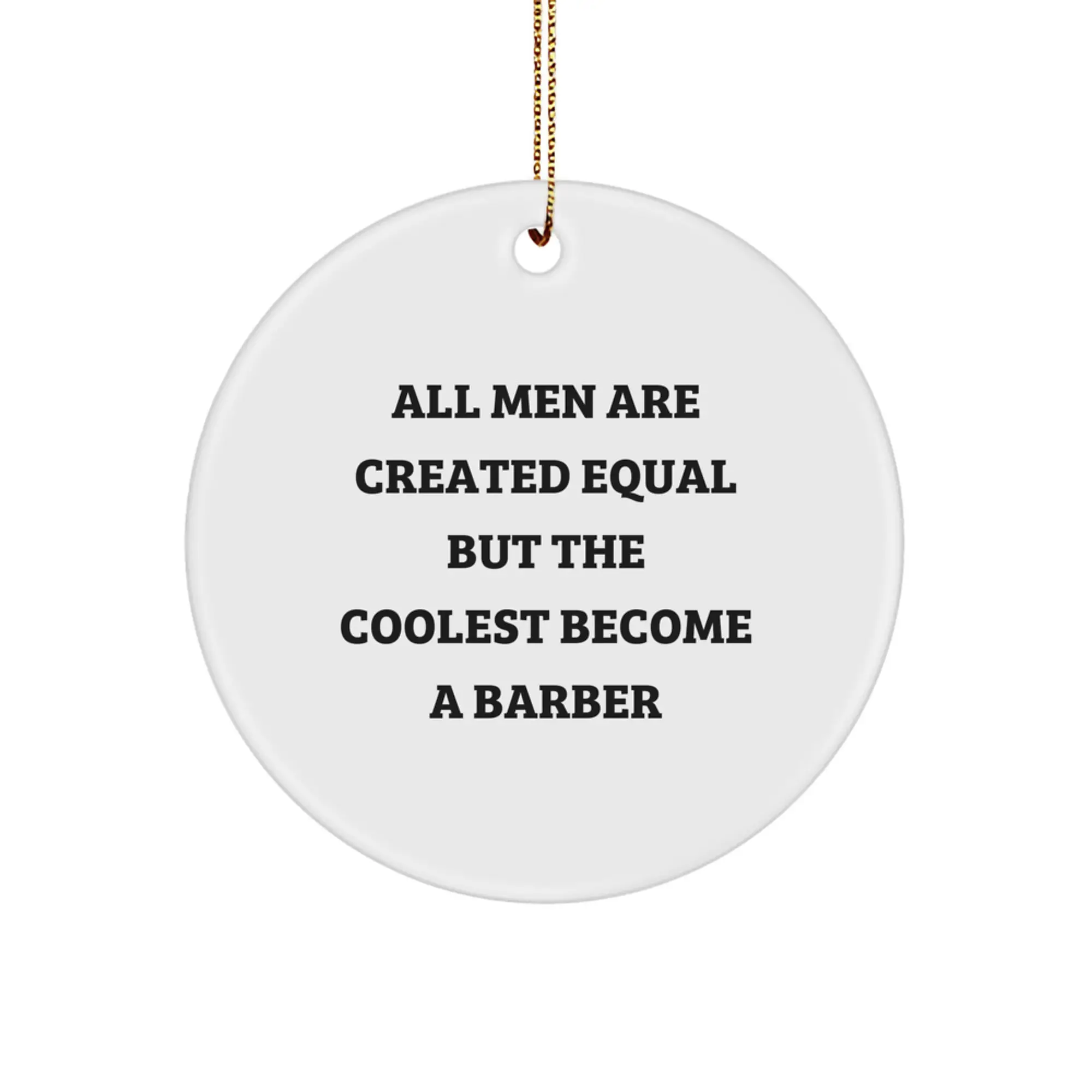 Novelty Barber Circle Ornament for Friends Quirky Holiday Christmas Gift - Image 1