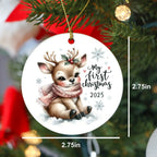 My First Christmas 2025 Deer Ornament – Baby’s First Christmas Keepsake, Cute Newborn Gift, Durable MDF Ornament with Gold Cord