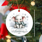My First Christmas 2025 Elephant Ornament – Baby’s First Christmas Keepsake, Cute Newborn Gift, Durable MDF Ornament with Gold Cord