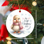 My First Christmas 2025 Duckling Ornament – Baby’s First Christmas Keepsake, Cute Newborn Gift, Durable MDF Ornament with Gold Cord