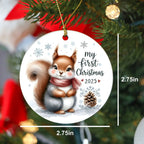 My First Christmas 2025 Squirrel Ornament – Baby’s First Christmas Keepsake, Cute Newborn Gift, Durable MDF Ornament with Gold Cord
