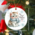 My First Christmas 2025 Kitten Ornament – Baby’s First Christmas Keepsake, Cute Newborn Gift, Durable MDF Ornament with Gold Cord