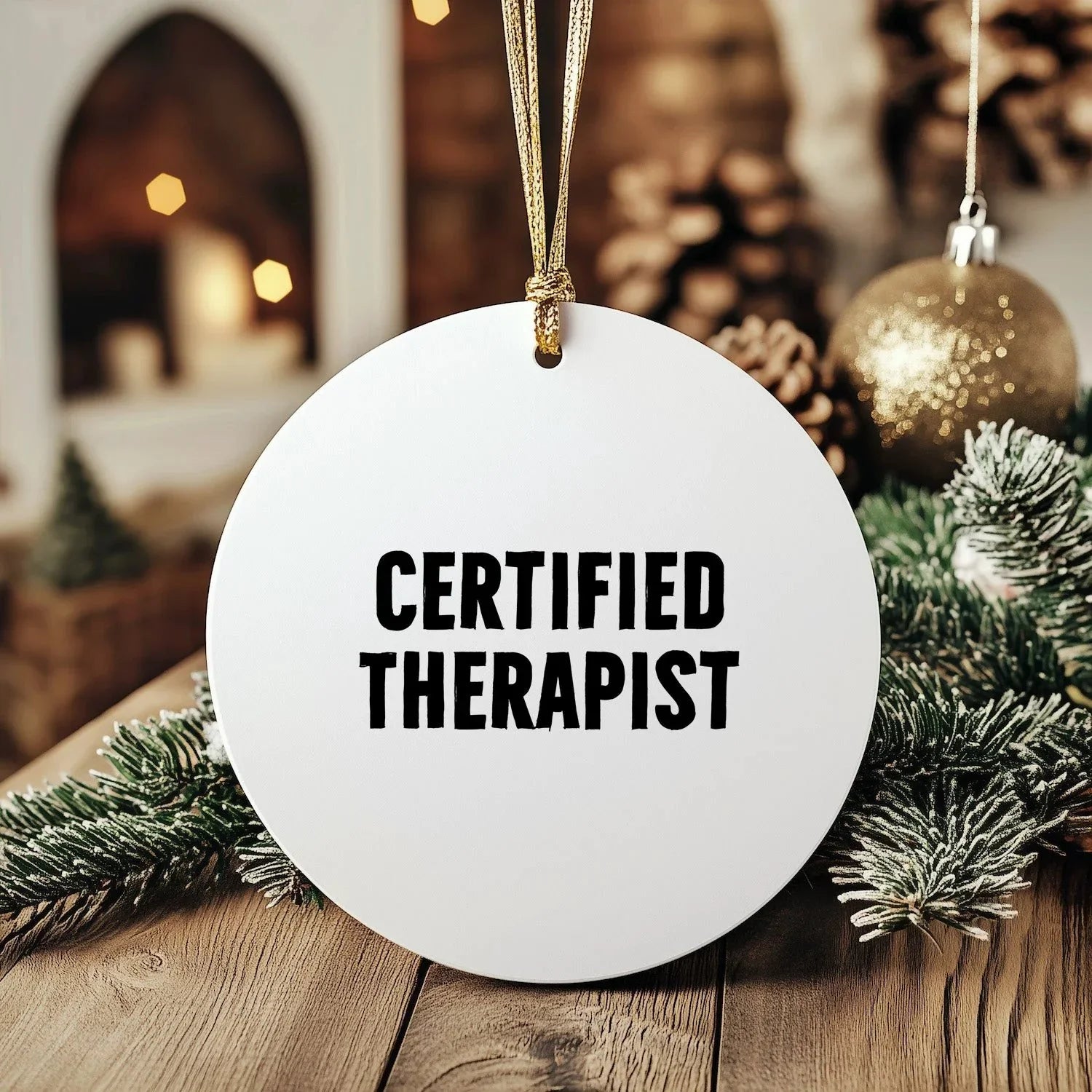Funny Therapist Circle Christmas Ornament - Certified Therapists