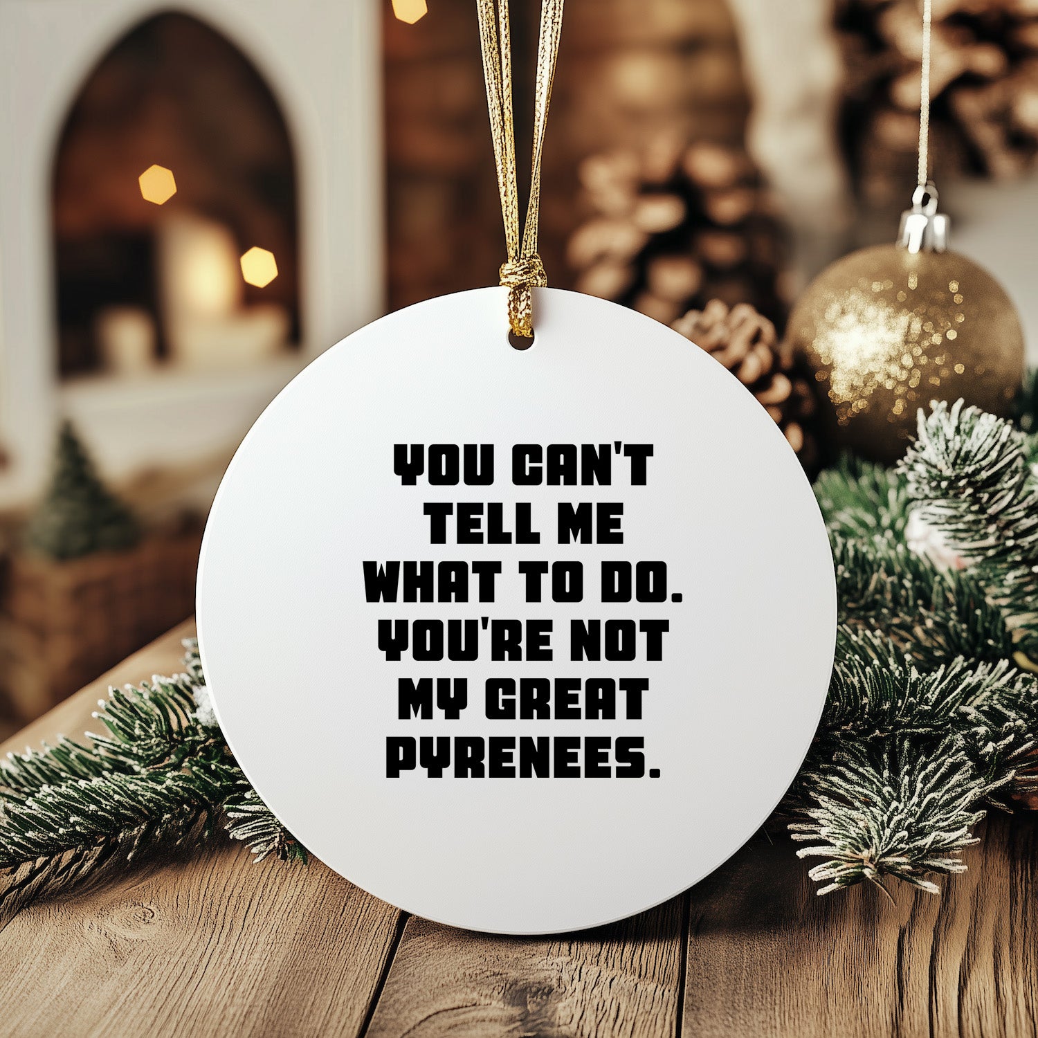Funny Great Pyrenees Dog Christmas Ornaments 'You Can't Tell Me What To Do'