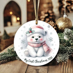 My First Christmas 2025 Polar Bear Ornament – Baby’s First Christmas Keepsake, Cute Newborn Gift, Durable MDF Ornament with Gold Cord