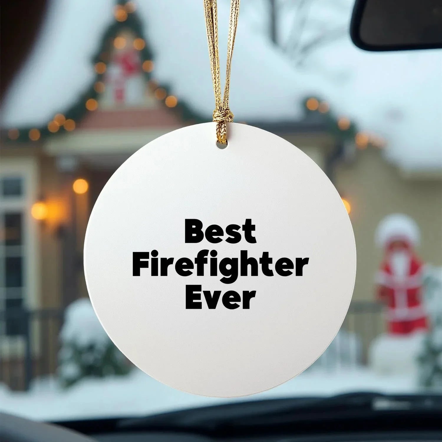 Funny Firefighter Circle Christmas Ornament Unique Decorations
