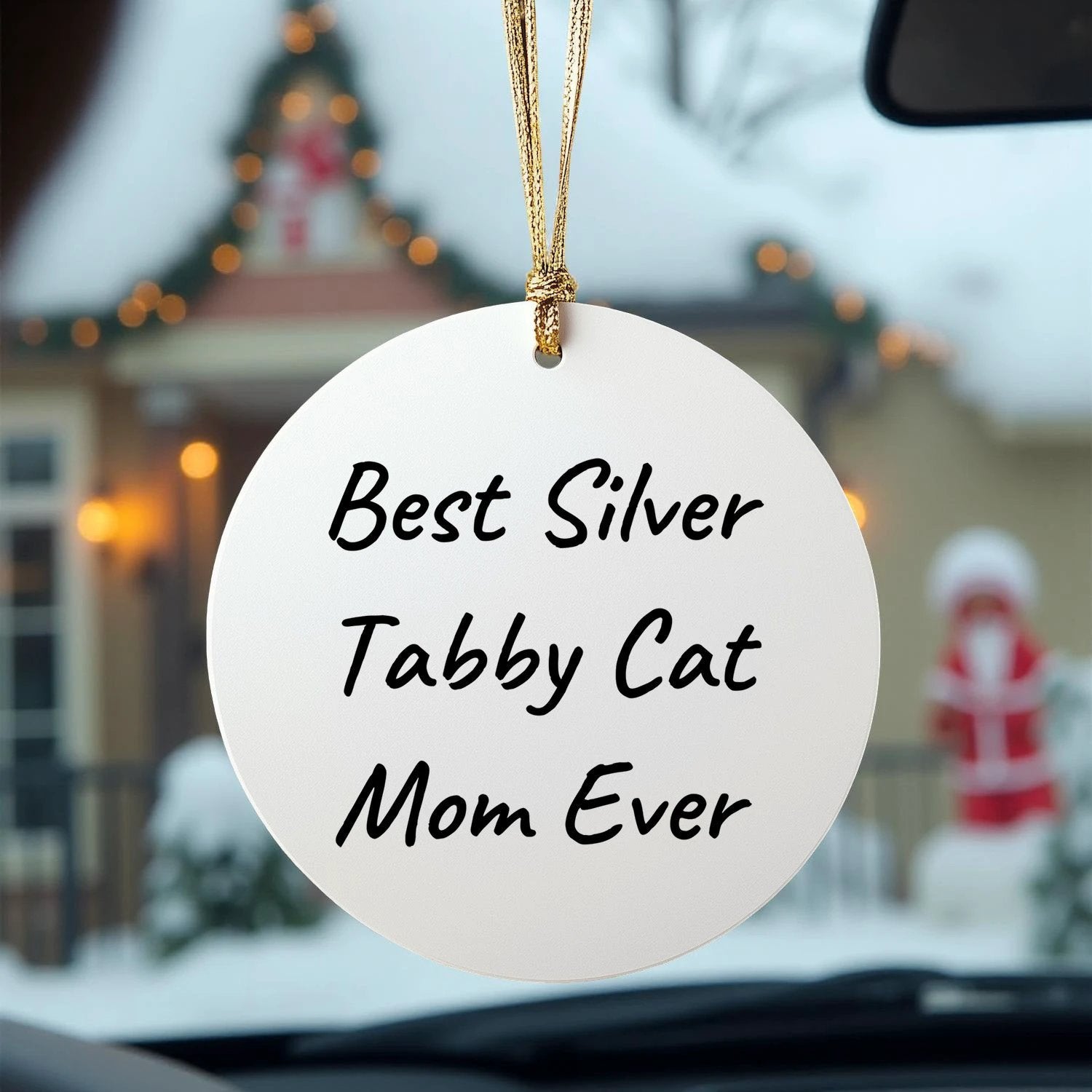 Gifts from Mom for Best Silver Tabby Cat Mom Ever - Funny Silver Tabby Cat Christmas Circle Ornament