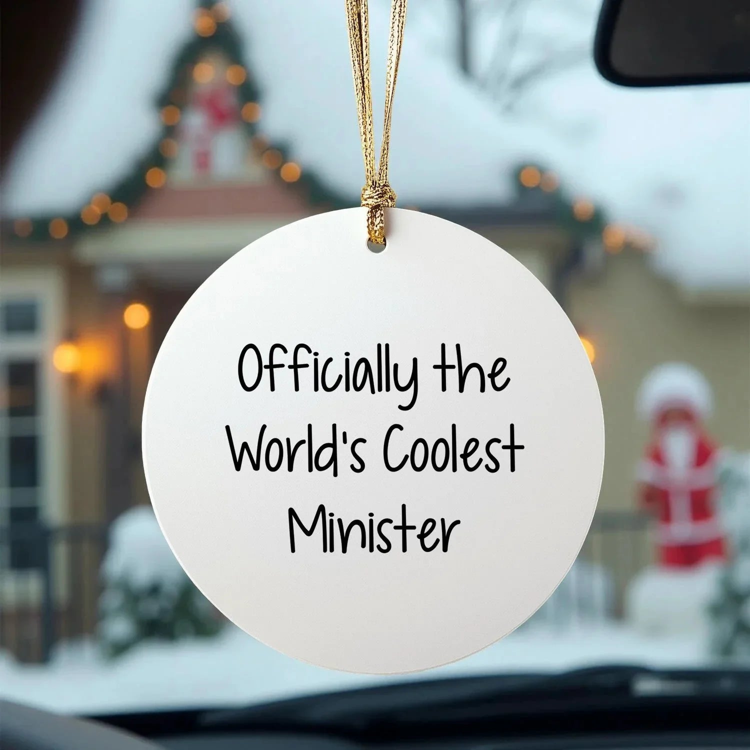 Funny Minister Gifts for Christmas, Officially The World's Coolest Minister Circle Ornament for Men Women Friends Family, Gifts from Family for Minister