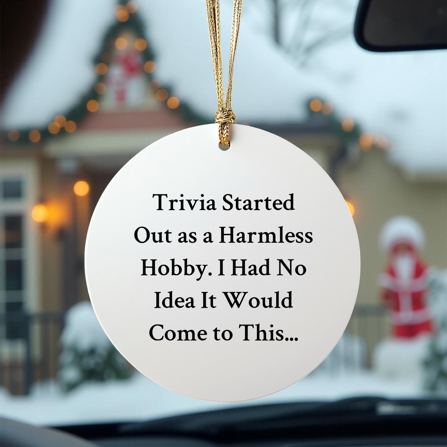 Trivia Funny Circle Christmas Ornament , Inspirational Quote 'Trivia Started Out As...' - Mallard Moon