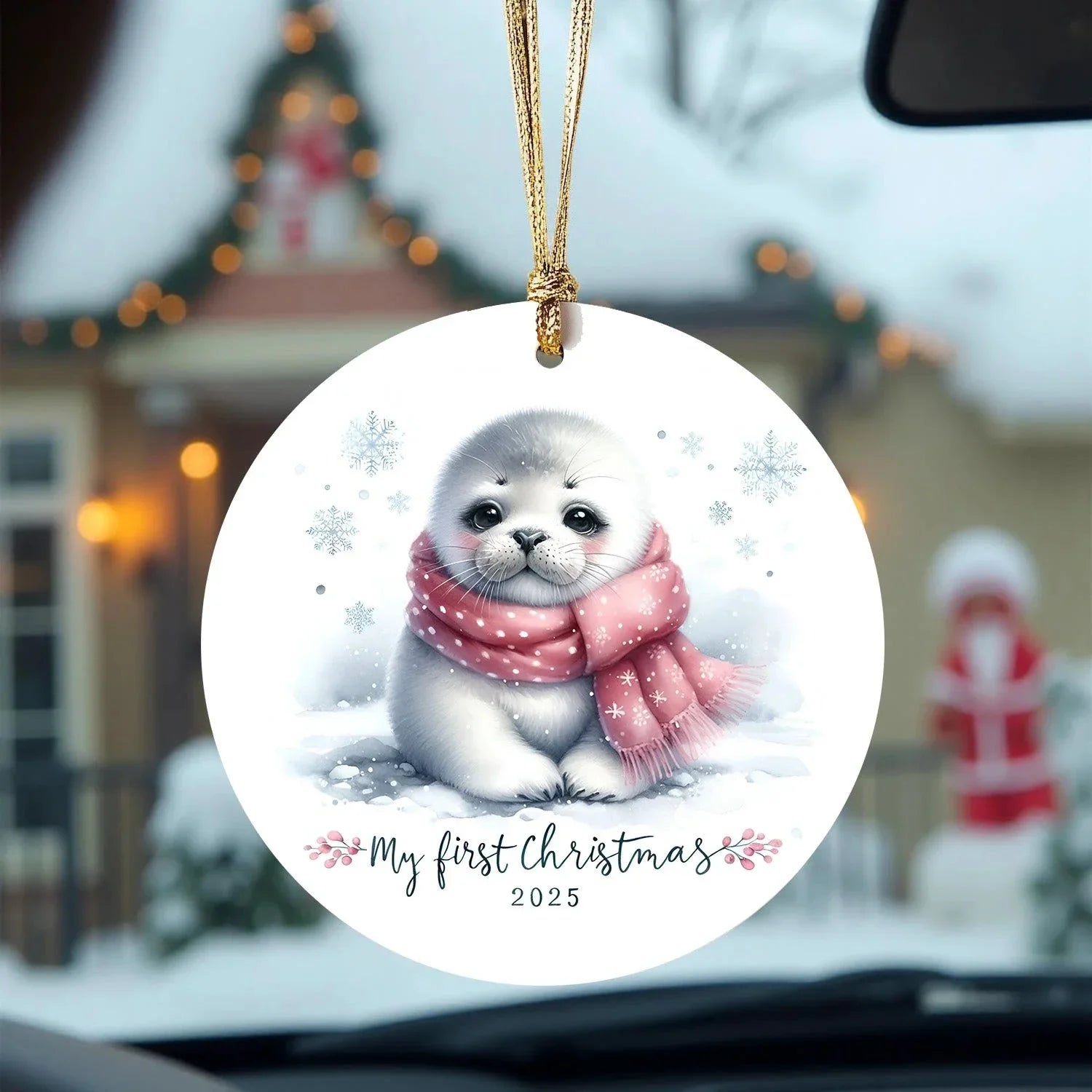 My First Christmas 2025 Arctic Seal Pup Tree Ornament Baby’s First Christmas Keepsake, Cute Newborn Gift