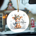 My First Christmas 2025 Giraffe Ornament – Baby’s First Christmas Keepsake, Cute Newborn Gift, Durable MDF Ornament with Gold Cord