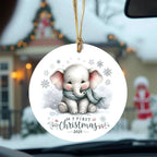 My First Christmas 2025 Elephant Ornament – Baby’s First Christmas Keepsake, Cute Newborn Gift, Durable MDF Ornament with Gold Cord