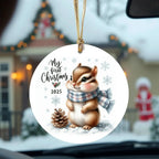 My First Christmas 2025 Chipmunk Ornament – Baby’s First Christmas Keepsake, Cute Newborn Gift, Durable MDF Ornament with Gold Cord